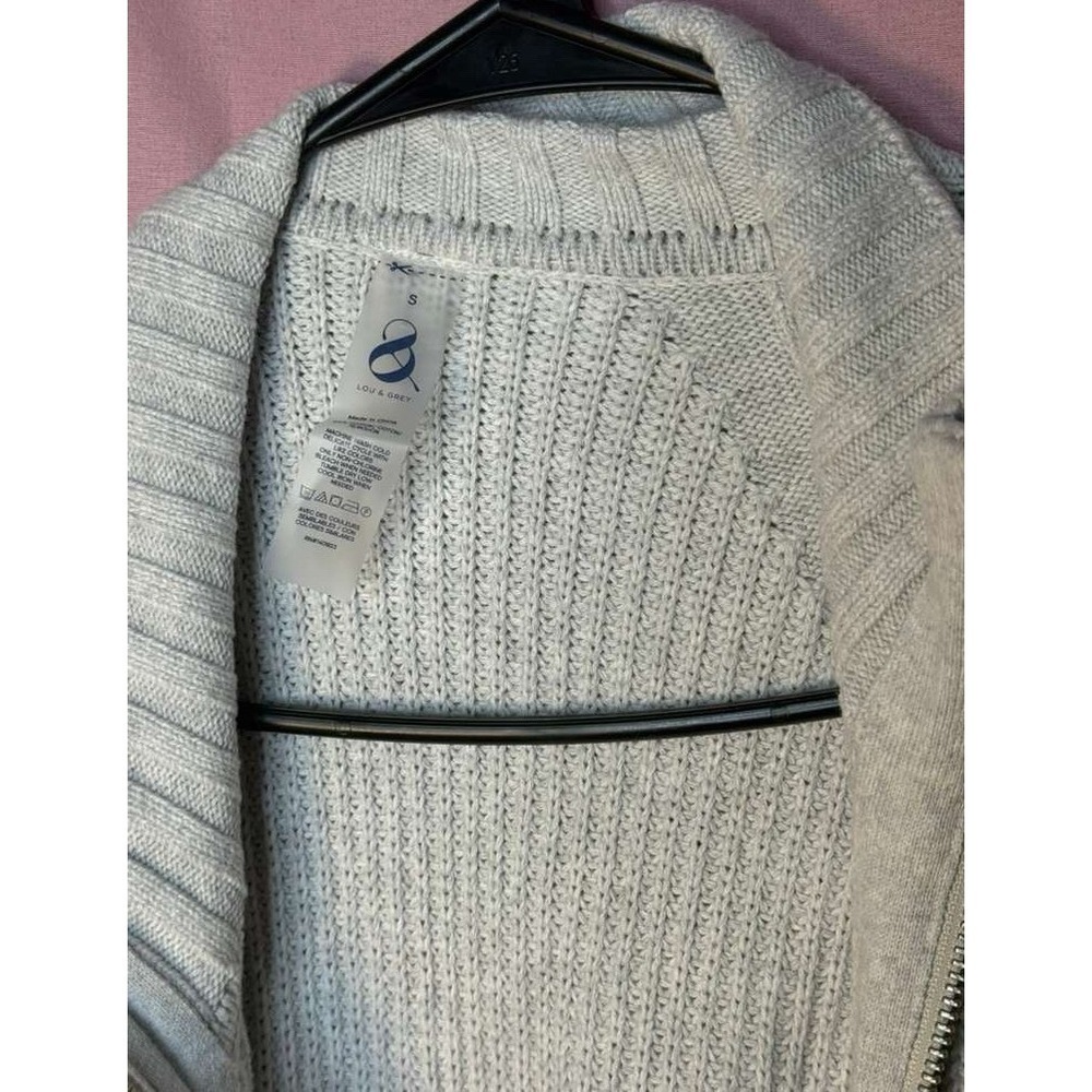 Love & Grey Gray Solid Knit Full Zip Mock Neck Cardigan Sweater Women's S